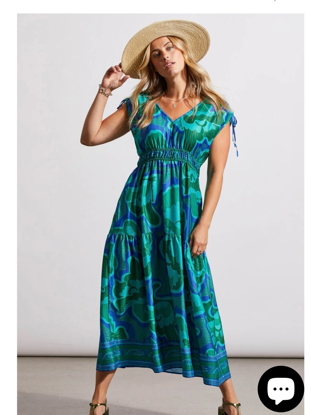 Tribalfemme Green and Blue Abstract Midi Dress